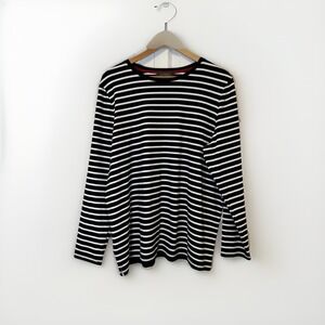 Lauren Ralph Lauren Womens Top XL Stripe Black White Nautical Old Money Preppy